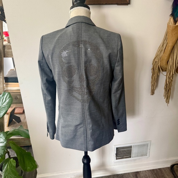 Zadig & Voltaire Gray Wool Embellished Skull Blazer 38 / M - Picture 1 of 6